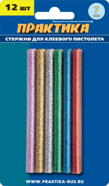 Термоклей 7,0мм L-100мм цветной металлик (12шт)