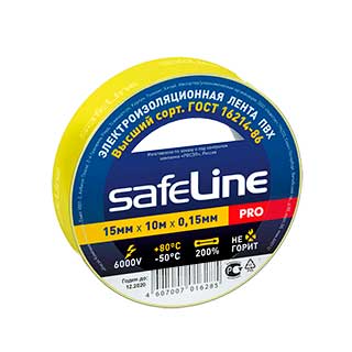 Изолента 19мм/20м ПВХ (желтая) SafeLine
