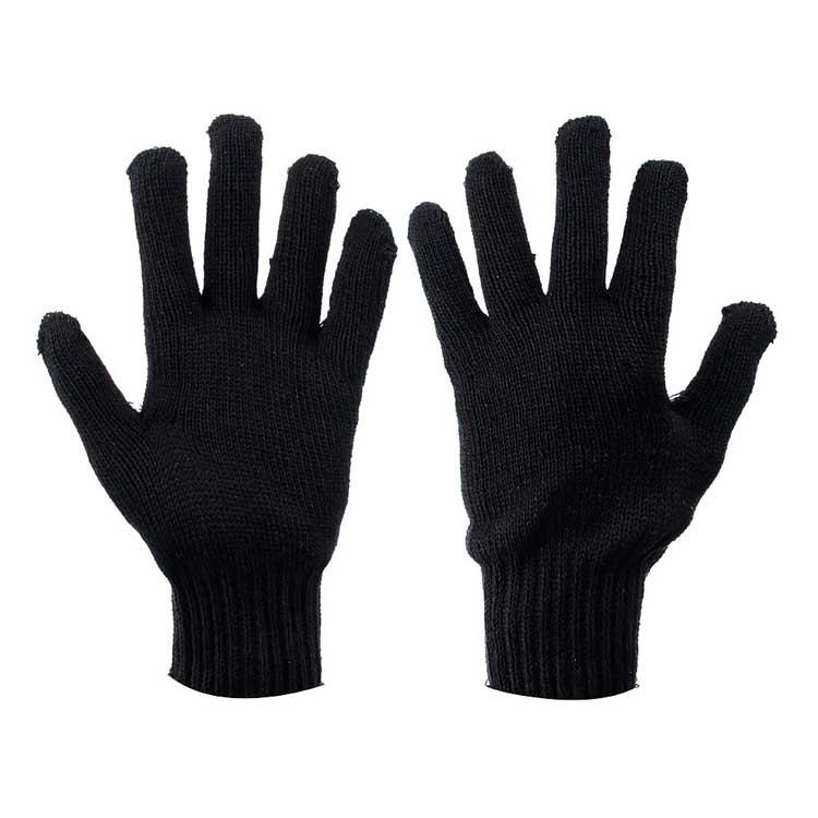 Перчатки вязаные зимние двойные х/б (черные)