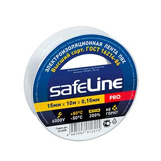 Изолента 19мм/20м ПВХ (белая) SafeLine