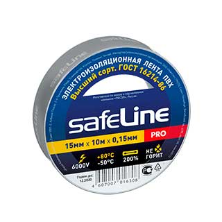 Изолента 19мм/20м ПВХ (серо-стальная) SafeLine
